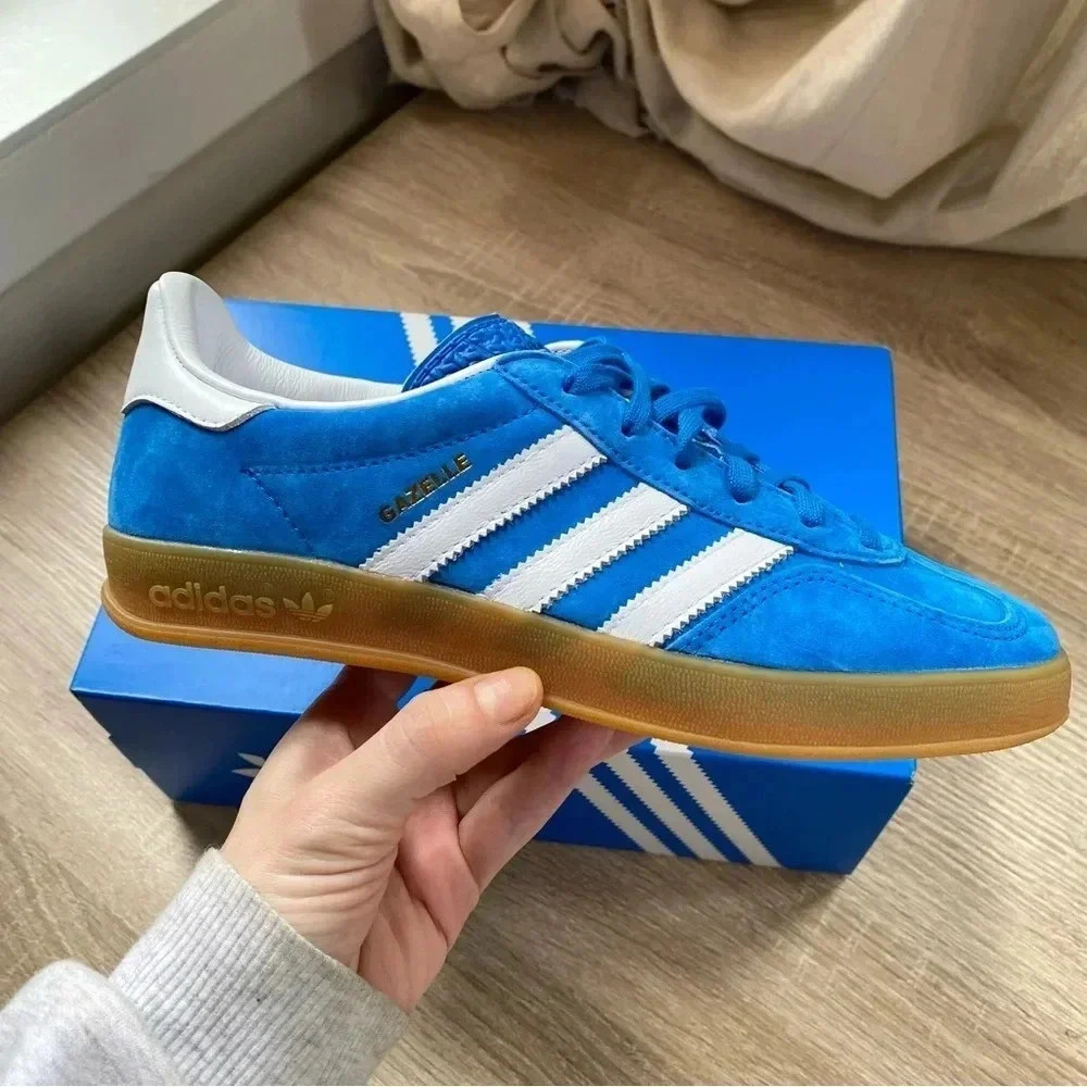 New Adidas Indoor Gazelle Sneakers Cobalt Blue White Gum Womens 7 - Picture 7 of 13
